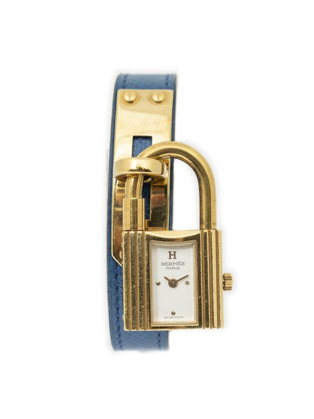 Hermes Kelly Watch Blue Courchevel Leather